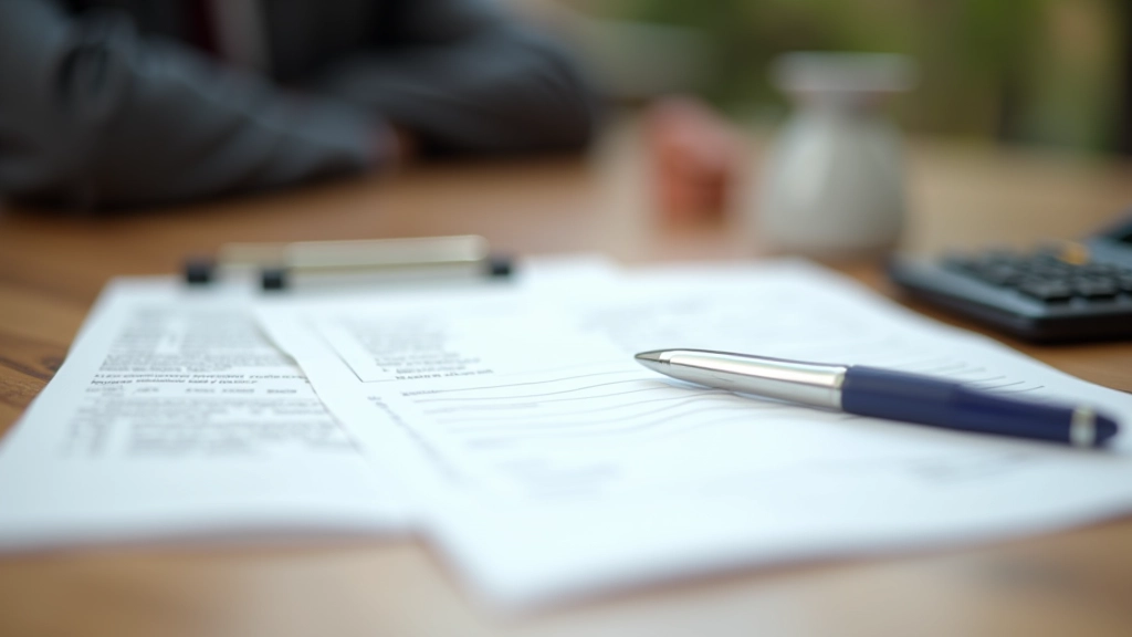 Documents d'épargne immobilière avec tableaux de calcul et stylo sur un bureau professionnel